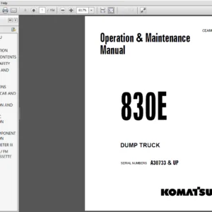Komatsu 830E Dump Truck Operation & Maintenance Manual A30733 & UP - PDF DOWNLOAD