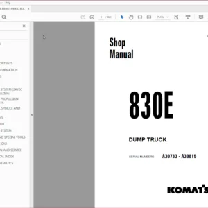Komatsu 830E Dump Truck Shop Manual SN A30733 - A30815 - PDF DOWNLOAD