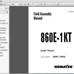 Komatsu 860E-1KT Dump Truck Field Assembly Manual SN A30003-A30030 and up - PDF DOWNLOAD