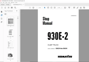 Komatsu 930E-2 Dump Truck Shop Manual SN A30224-A30245 - PDF DOWNLOAD