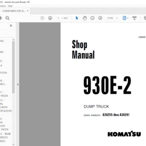 Komatsu 930E-2 Dump Truck Shop Manual SN A30255-A30291 - PDF DOWNLOAD