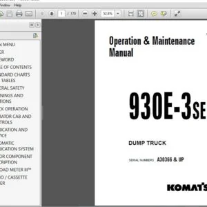 Komatsu 930E-3SE Dump Truck Operation & Maintenance Manual SN A30366 & Up - PDF DOWNLOAD