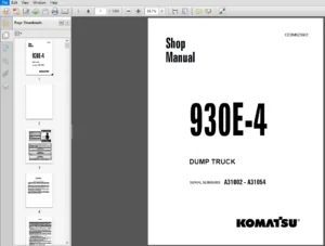 Komatsu 930E-4 Dump Truck Shop Manual A31002-A31054 - PDF DOWNLOAD