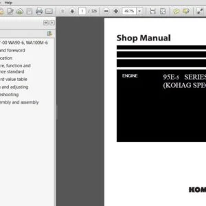 Komatsu 95E-5 Series (KOHAG SPEC) Diesel Engine Shop Manual - PDF DOWNLOAD