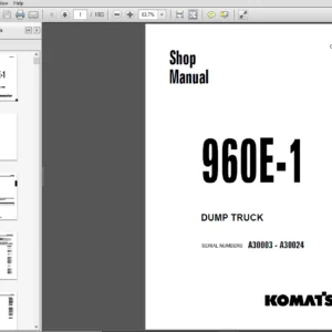 Komatsu 960E-1 Dump Truck Shop Manual A30003-A30024 - PDF DOWNLOAD