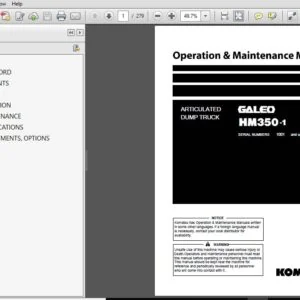 Komatsu Articulated Dump Truck GALEO HM350-1 Operation & Maintenance Manual SN 1001 and up DOWNLOAD