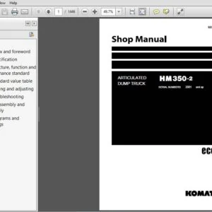 Komatsu Articulated Dump Truck HM350-2  Shop Manual SEN00238-15 - PDF DOWNLOAD