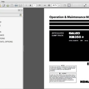 Komatsu Articulated Dump Truck HM350-2 Operation & Maintenance Manual SN 2001 and up - PDF DOWNLOAD