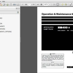 Komatsu Articulated Dump Truck HM400-2 Operation & Maintenance Manual SN 2633 and up - PDF DOWNLOAD