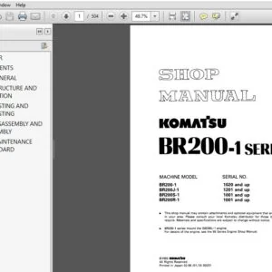 Komatsu BR200-1, BR200J-1, BR200S-1, BR200R-1 Series Mobile Crusher Shop Manual - PDF DOWNLOAD