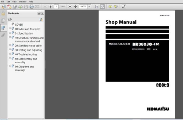 Komatsu BR380JG-1E0 Mobile Crusher Shop Manual SEN01341-08 - PDF