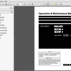 Komatsu Bulldozer D21A-8 D21P-8 Operation & Maintenance Manual SN 83001 and up - PDF DOWNLOAD