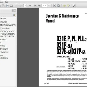 Komatsu Bulldozer D31E-37E,P,PL,PLL Operator & Maintenance Manual - PDF DOWNLOAD