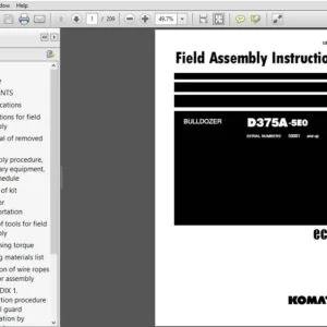 Komatsu Bulldozer D375A-5EO Field Assembly Instruction Manual SN 50001 and up - PDF DOWNLOAD