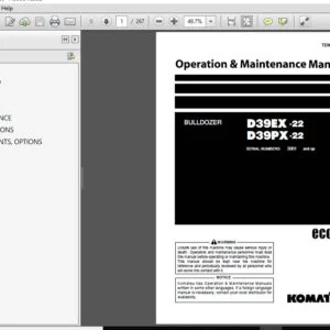 Komatsu Bulldozer D39EX-22 D39PX-22 Operation & Maintenance Manual SN 3001 and up - PDF DOWNLOAD