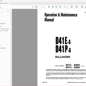 Komatsu Bulldozer D41E-6 D41P-6 Operator & Maintenance Manual SN B20501 and up - PDF DOWNLOAD