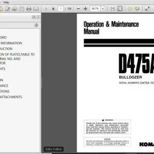 Komatsu Bulldozer D475A-2 Operator & Maintenance Manual SN 10365 and up - PDF DOWNLOAD