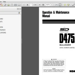 Komatsu Bulldozer D475A-3 Operator & Maintenance Manual SN 10685 and up - PDF DOWNLOAD