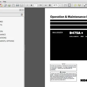 Komatsu Bulldozer D475A-5_20001 and up Operation & Maintenance Manual TEN00018-05 - PDF DOWNLOAD