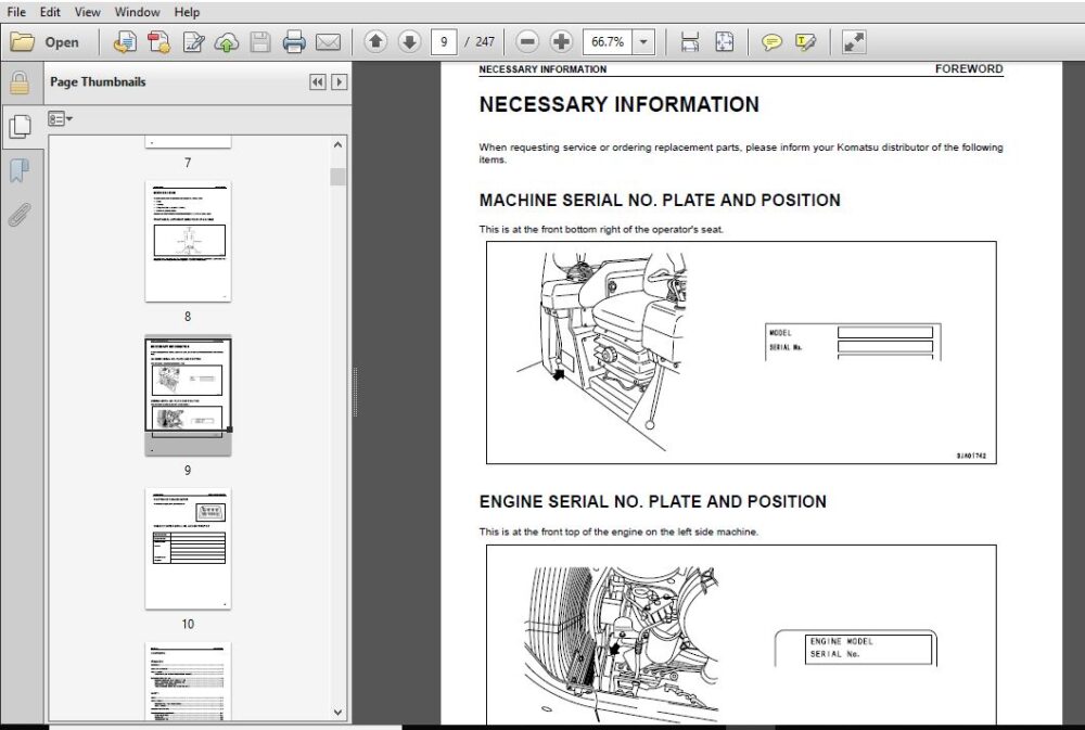 Komatsu Bulldozer D61EX-12 D61PX-12 Operator & Maintenance Manual SN ...