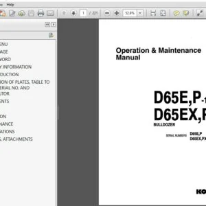 Komatsu Bulldozer D65E,P-12 D65EX,PX-12 Operator & Maintenance Manual SN 60001 and up - PDF DOWNLOAD