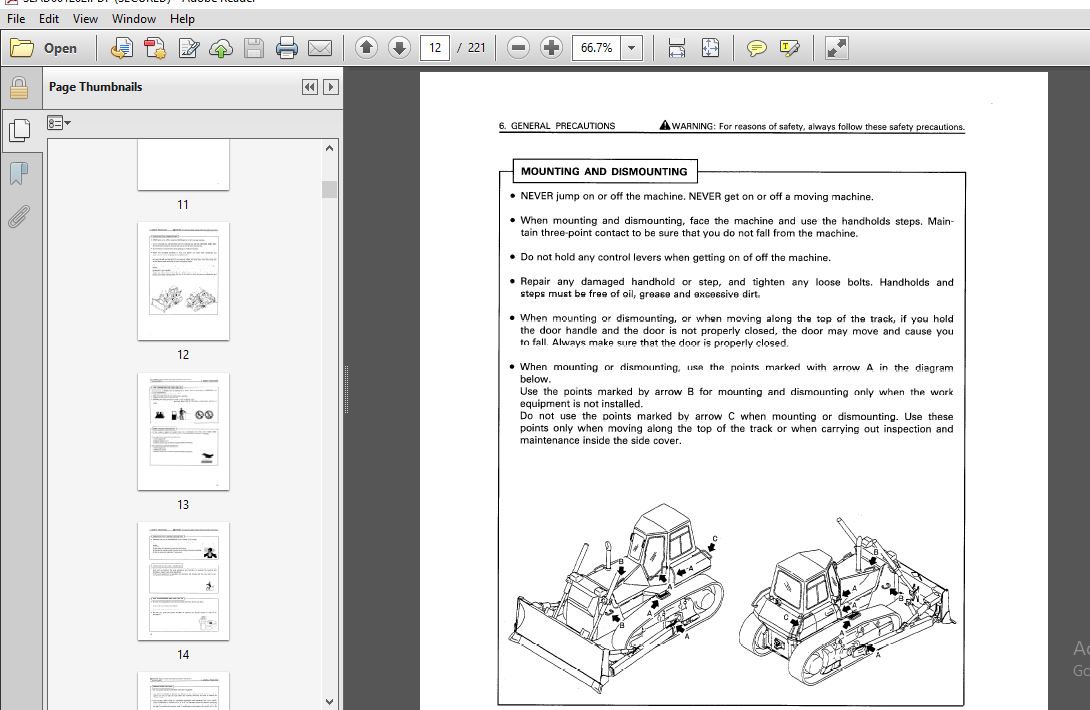 Komatsu Bulldozer D65E,P-12 D65EX,PX-12 Operator & Maintenance Manual