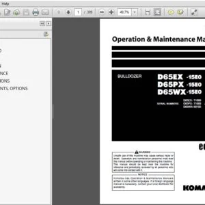 Komatsu Bulldozer D65EX-15EO D65PX-15EO D65WX-15EO Operation & Maintenance Manual SN 60001 and up