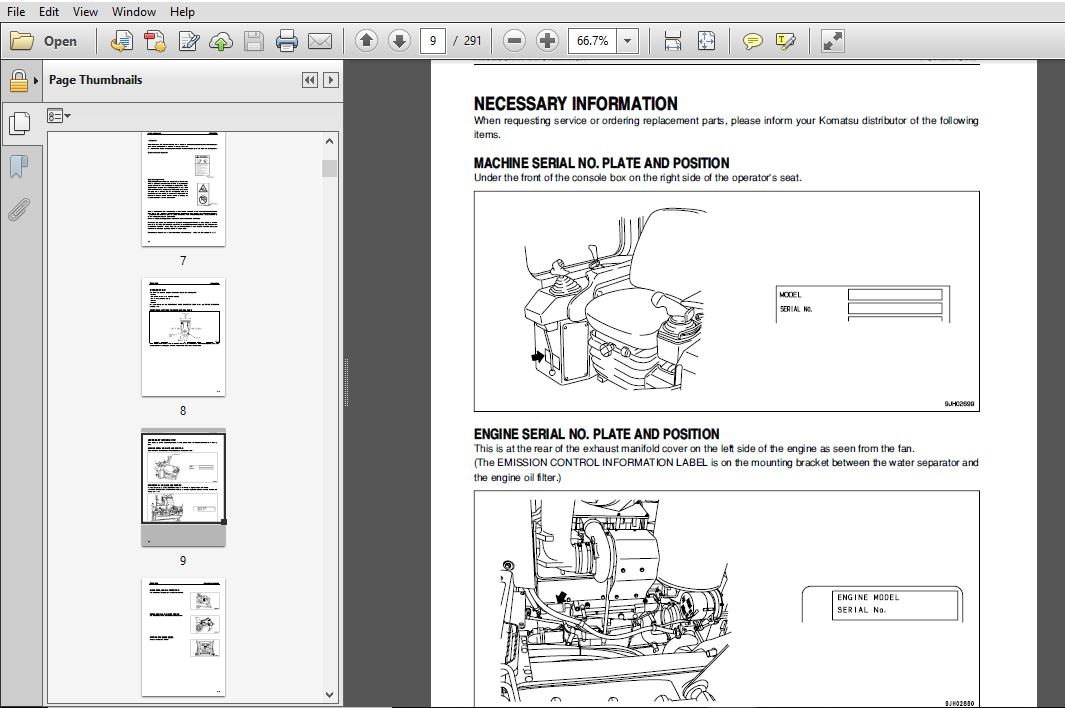 Komatsu Bulldozer Galeo D275AX Operation & Maintenance Manual SN 20001 ...