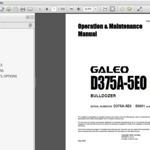 Komatsu Bulldozer Galeo D375A-5EO Operation & Maintenance Manual SN 50001 and up - PDF DOWNLOAD