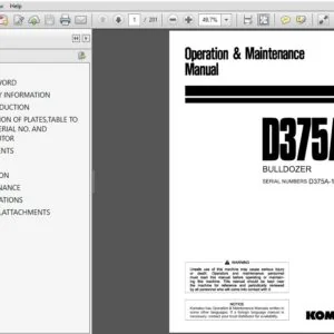 Komatsu Bulldozers D375A-2 Operation and Maintenance Manual SN 16305 and up - PDF DOWNLOAD