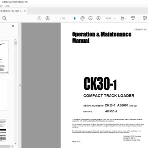 Komatsu CK30-1 Compact Track Loader Operation & Maintenance Manual A30001 and up - PDF DOWNLOAD