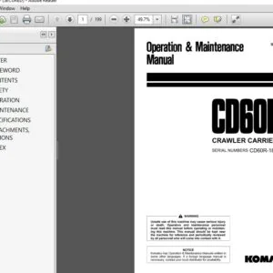 Komatsu Crawler Carrier CD60R-1 Operation & Maintenance Manual SN 1801 and up - PDF DOWNLOAD