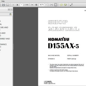 Komatsu D155AX-5 Crawler Bulldozer Shop Manual SEBM034807 - PDF DOWNLOAD