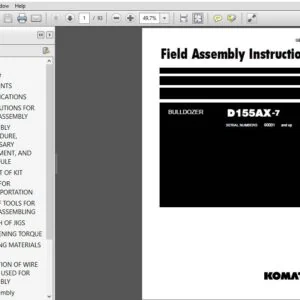 Komatsu D155AX-7 Bulldozer Field Assembly Instruction Manual SN 90001 and up - PDF DOWNLOAD