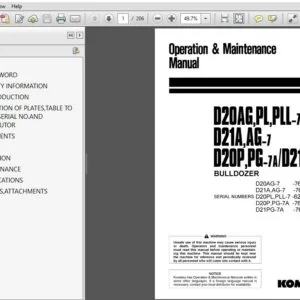 Komatsu D20AG,PL,PLL-7 D21A,AG-7 D20P,PG-7A/D21PG-7A Bulldozer Operation & Maintenance Manual SN 76441, 62001 and up - PDF DOWNLOAD