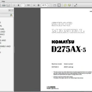 Komatsu D275AX-5 Crawler Bulldozer Shop Manual SEBM025511 - PDF DOWNLOAD