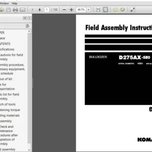 Komatsu D275Ax-5E0 Bulldozer Field Assembly Instruction Manual SN 40001 and up - PDF DOWNLOAD