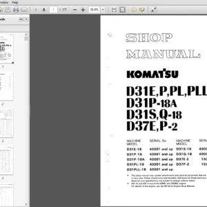 Komatsu D31E-18, D31P-18, D31PL-18, D31S-18, D31Q-18, D37E-2, D37P-2 Dozer Shop Manual - PDF DOWNLOAD
