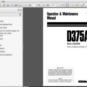 Komatsu D375A-3 Bulldozer Operation & Maintenance Manual SN 17501 and up - PDF DOWNLOAD