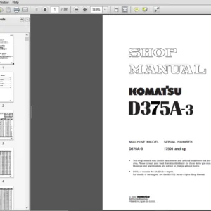 Komatsu D375A-3 Crawler Bulldozer Shop Manual SEBM016104 - PDF DOWNLOAD