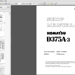 Komatsu D375A-3 Crawler Bulldozer Shop Manual 17736 and up - PDF DOWNLOAD