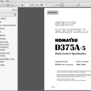Komatsu D375A-5 Radio Control Specification Service Manual SN 18020, 18040 and up  - PDF DOWNLOAD