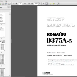 Komatsu D375A-5 (VHMS Specification) Crawler Bulldozer Shop Manual SEBM036103 - PDF DOWNLOAD