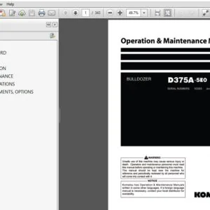 Komatsu D375A-5E0 Bulldozer Operation & Maintenance Manual SN 50065 And Up - PDF DOWNLOAD