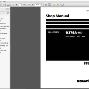 Komatsu D375A-5E0 Crawler Bulldozer Shop Manual SEN00986-11 - PDF DOWNLOAD