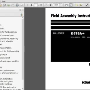 Komatsu D375A-6 BULLDOZER Field Assembly Instruction Manual (SN:60001 and up) - PDF DOWNLOAD