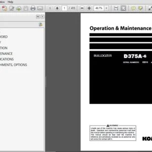 Komatsu D375A-6 Bulldozer Operation & Maintenance Manual SN 60018 and up - PDF DOWNLOAD