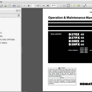 Komatsu D37EX-23 D37PX-23 D39EX-23 D39PX-23 Bulldozer Operation & Maintenance Manual SN 80001 90001 and up - PDF DOWNLOAD