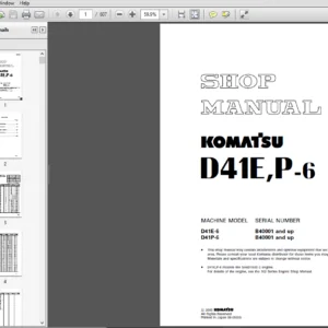 Komatsu D41E-6, D41P-6 Crawler Bulldozer Shop Manual B40001 and up - PDF DOWNLOAD