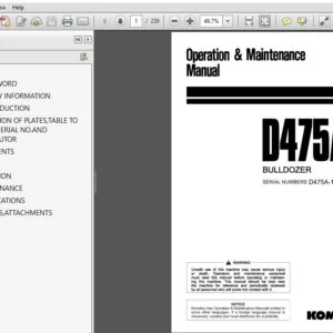 Komatsu D475A-3 Bulldozer Operation & Maintenance Manual SN 10601 and up - PDF DOWNLOAD
